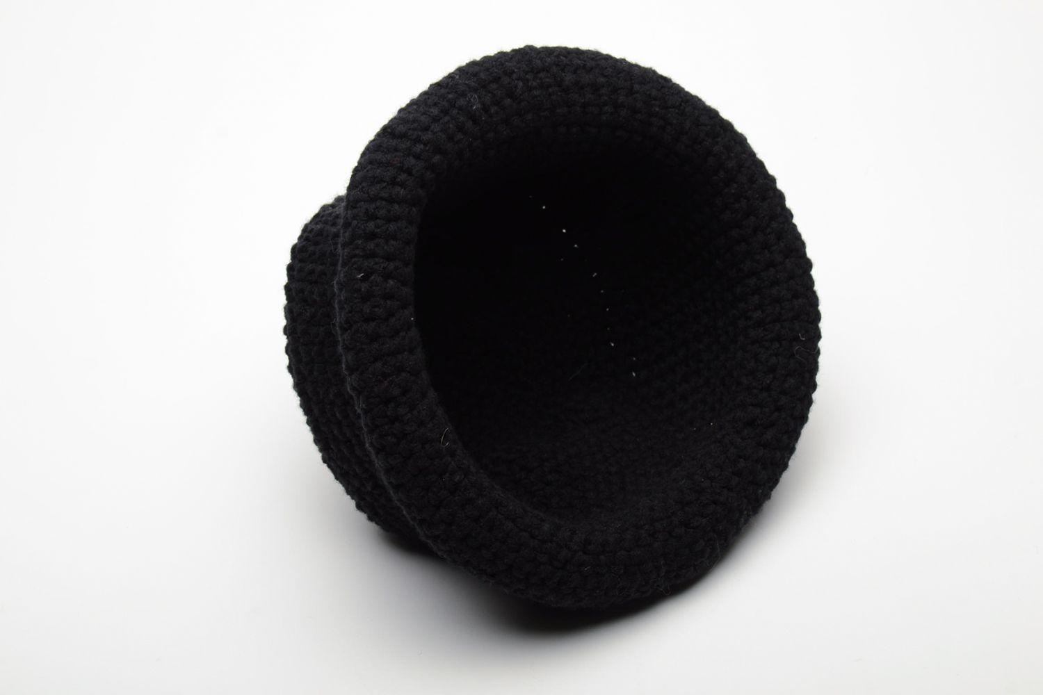 Вязаная шляпа зимняя черная фото 4