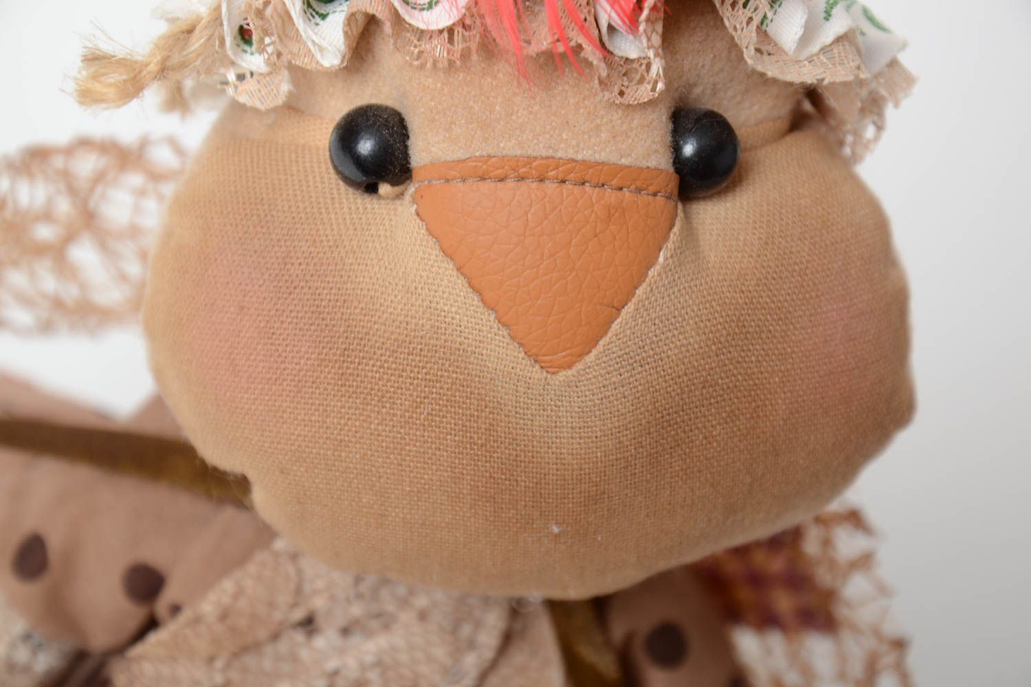 Nice handmade collectible flavored fabric soft toy bird with coffee and vanilla photo 5