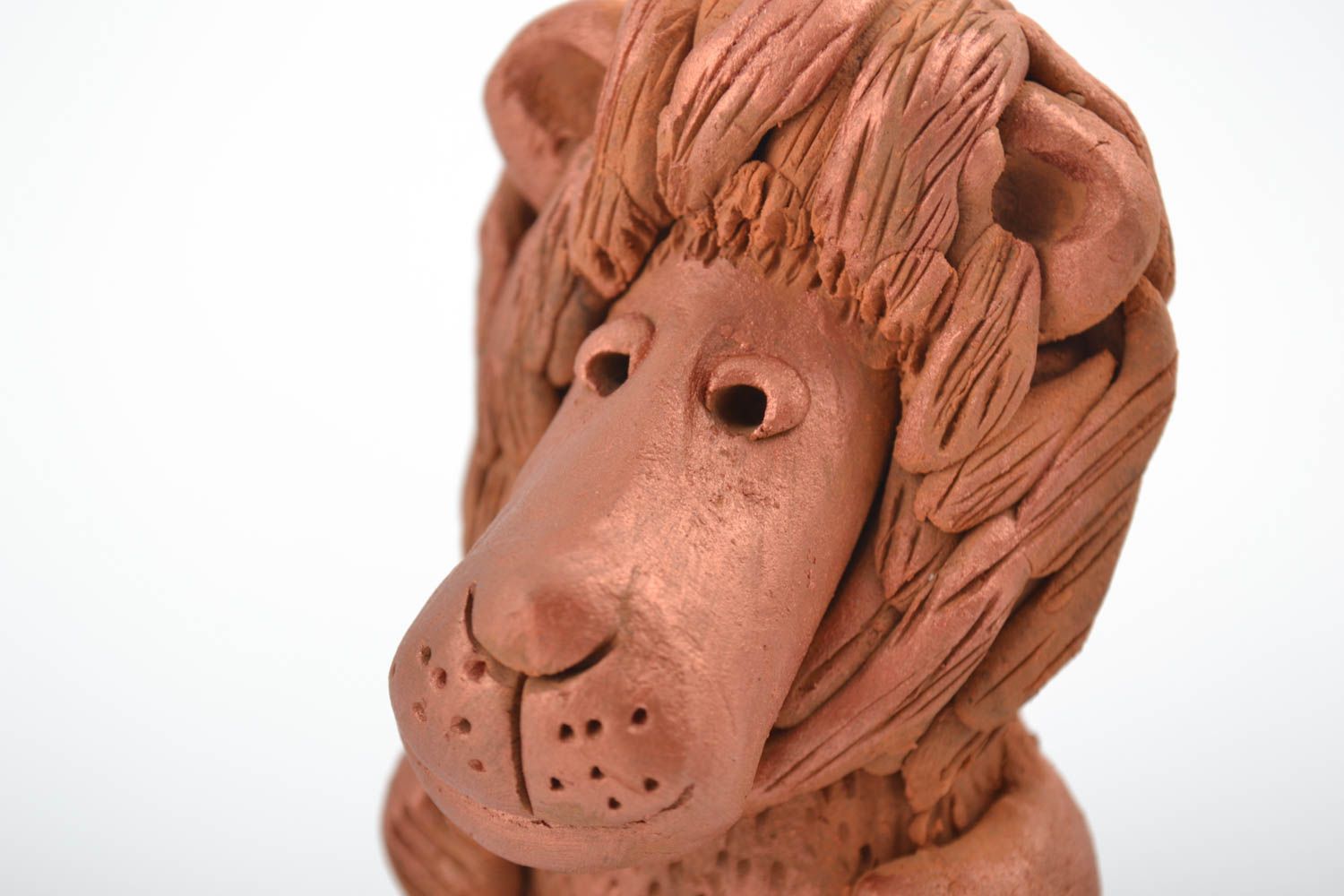 Handmade Dekofigur Löwe Keramik Deko Figur aus Ton wunderschön braun foto 4