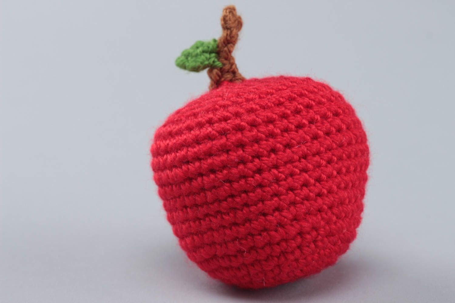 Handmade small crochet soft toy red apple for kids and interior decoration photo 3
