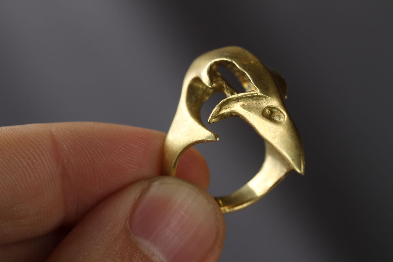 Кольцо из бронзы Череп ворона  фото 4