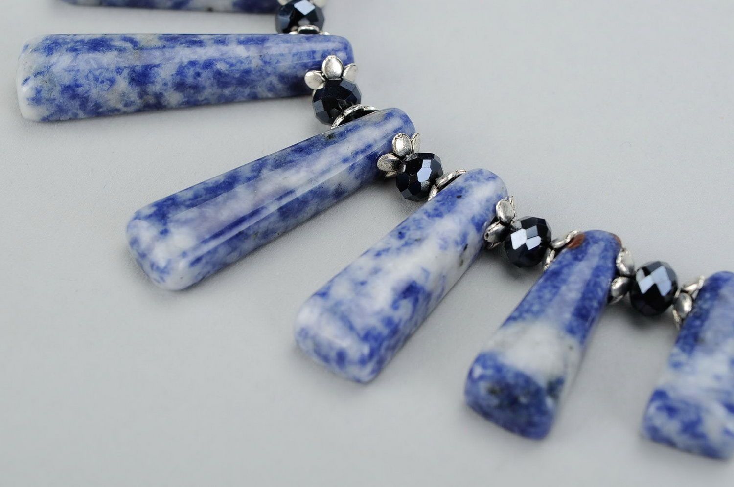 Necklace with lazurite and Czech crystal photo 4