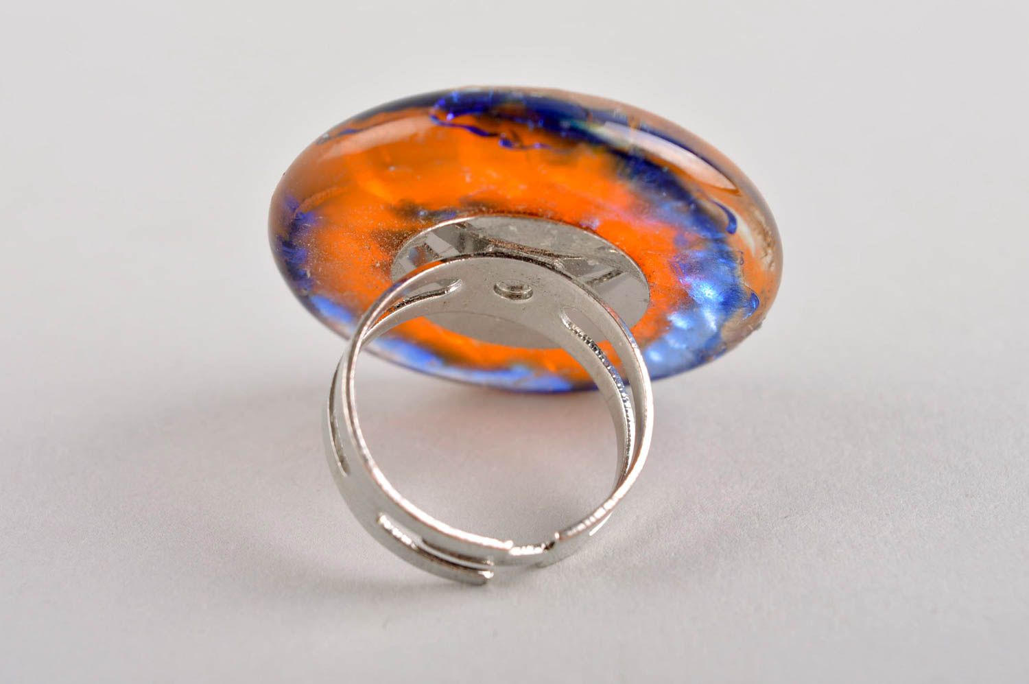 Кольцо ручной работы кольцо из стекла круглое цветное бижутерия из стекла фото 4