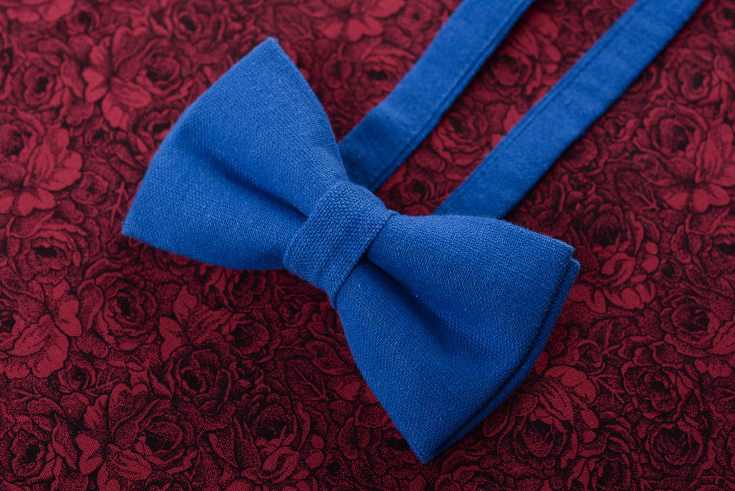 Ultramarine linen bow tie  photo 3