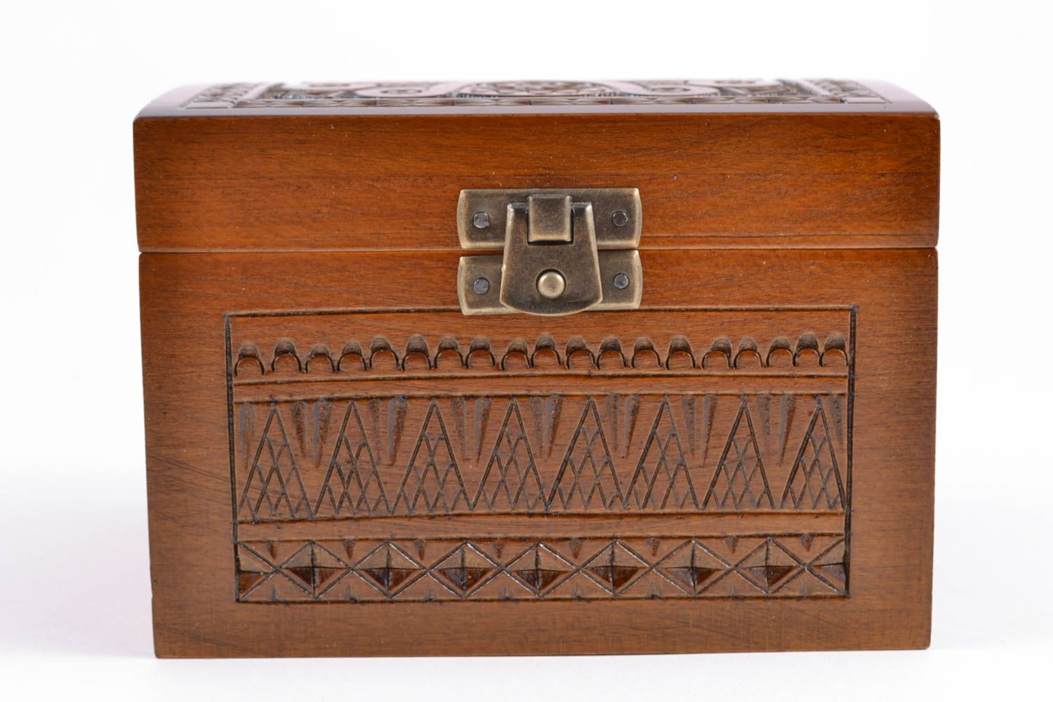 Square carved wooden jewelry box photo 4