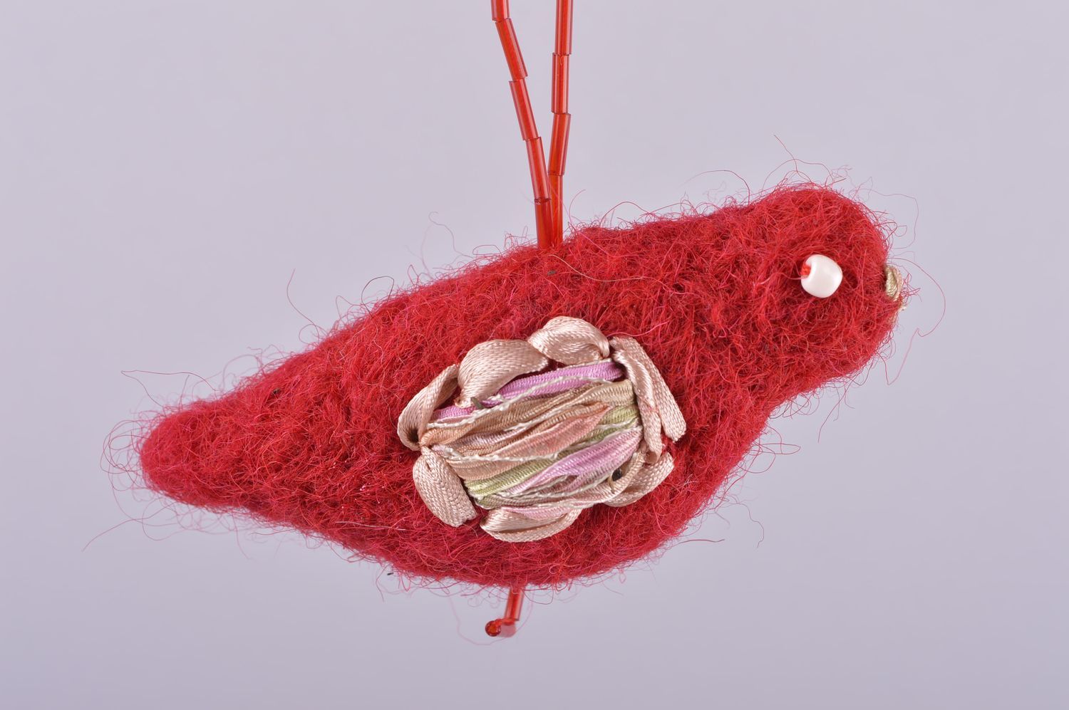 Handmade Textil Spielzeug Deko Anhänger Designer Geschenk Stoff Kuscheltier rot foto 1