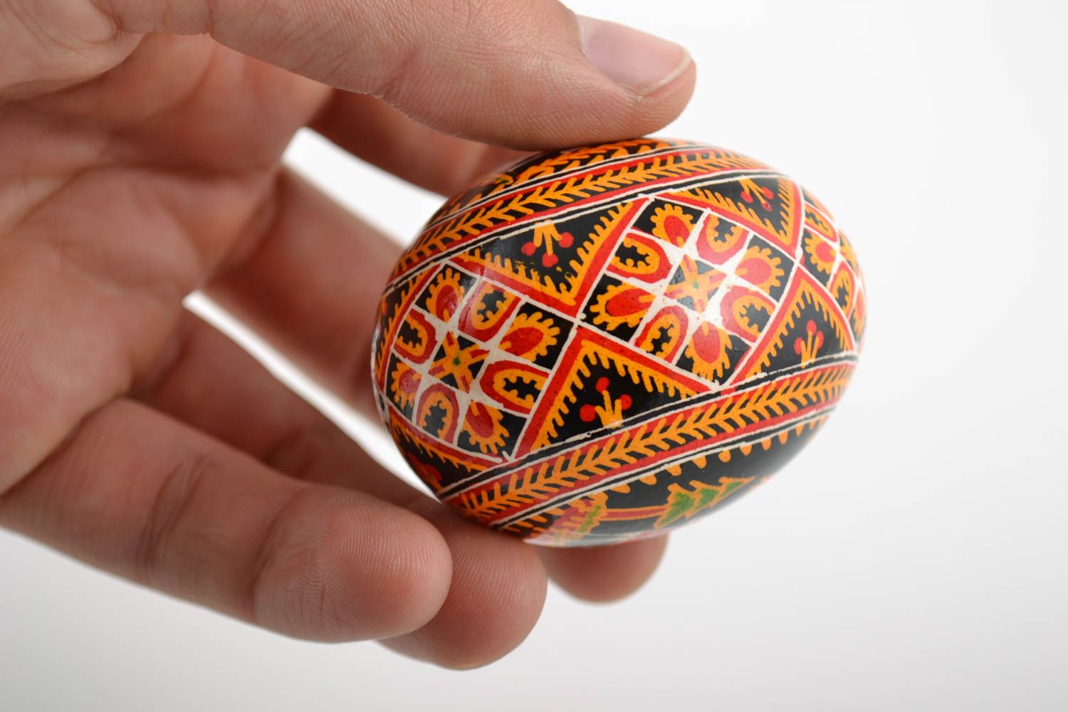 Unusual beautiful handmade painted Easter egg with ornament photo 2