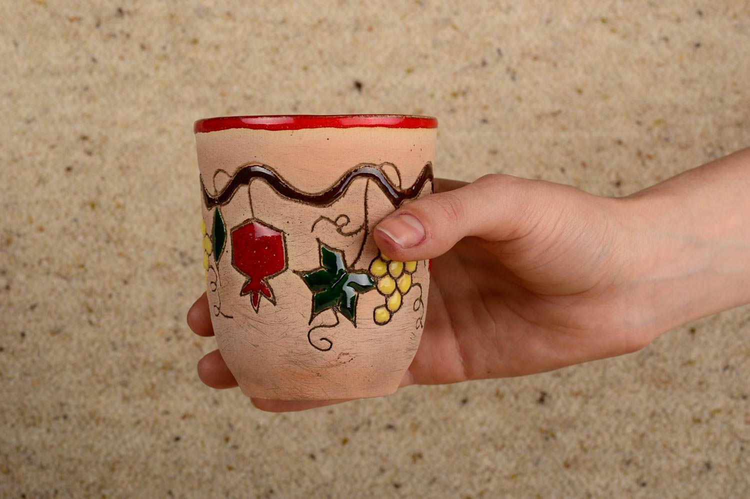 Vaso de cerámica artesanal con ornamento accesorio de cocina elemento decorativo foto 4