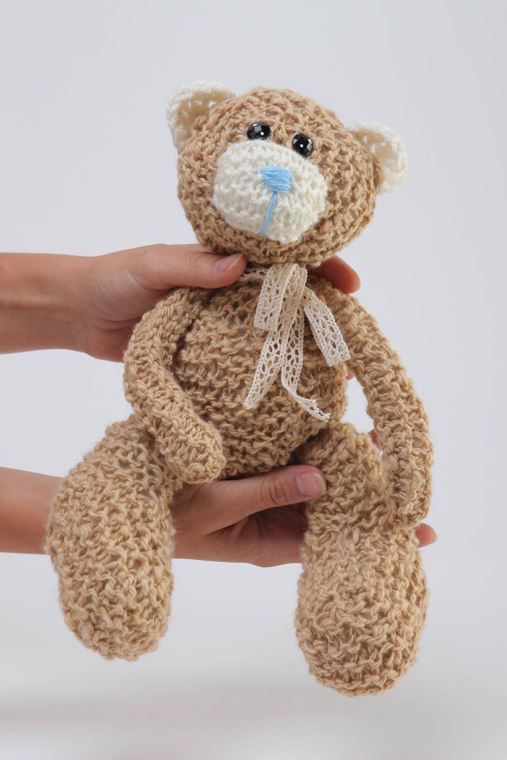 Handmade Kuschel Tier gehäkelter Bär Spielzeug für Kleinkinder und Dekor foto 5