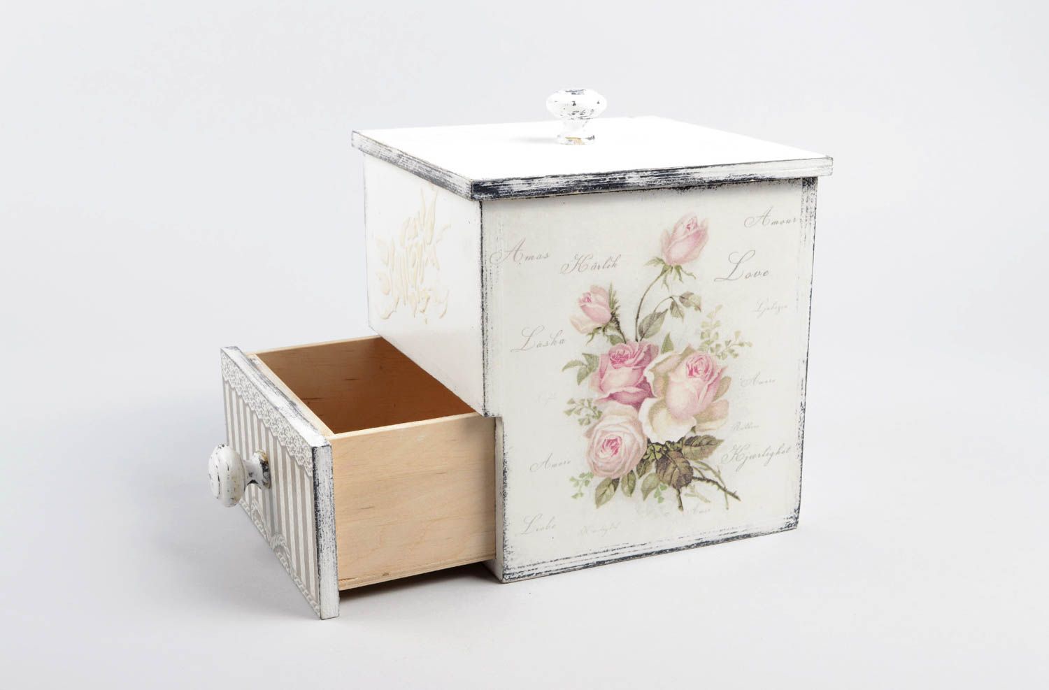 Handmade box for jewelry with decoupage handmade home decor wooden jewelry box photo 1