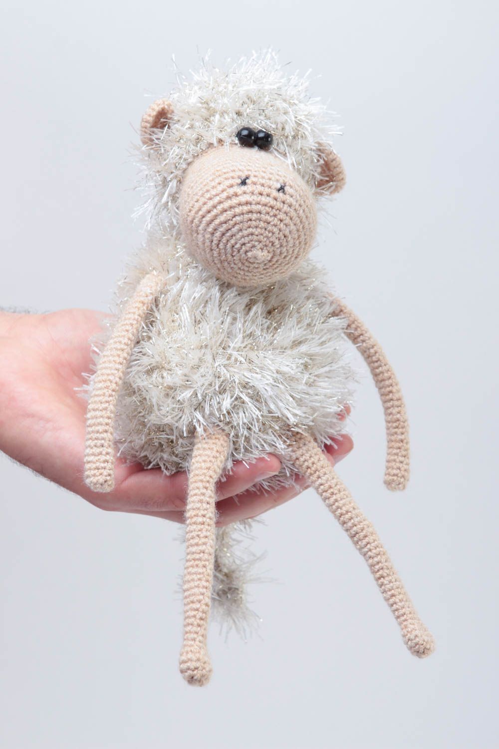 Jouet tricoté Peluche faite main mouton au crochet Cadeau enfant décoration photo 5