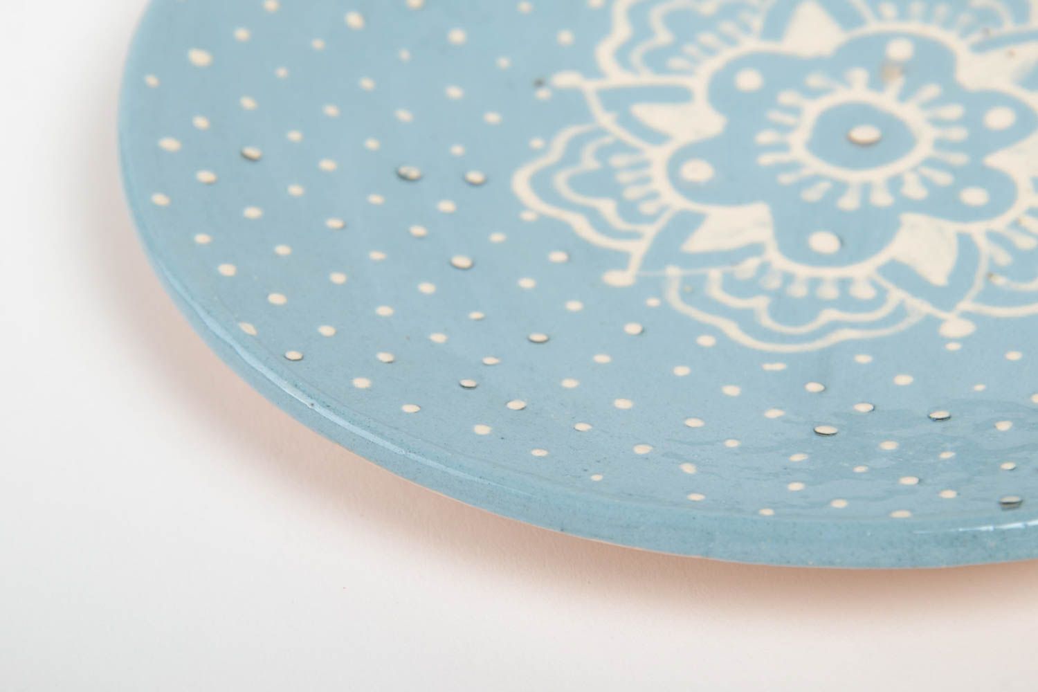 Handmade bemalter Teller Küchen Geschirr Keramik Teller in Blau einzigartig foto 5