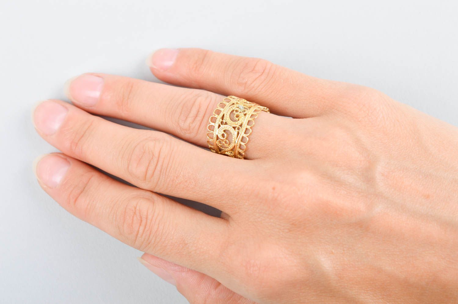 Unusual handmade metal ring brass ring metal craft jewelry designs for girls photo 5