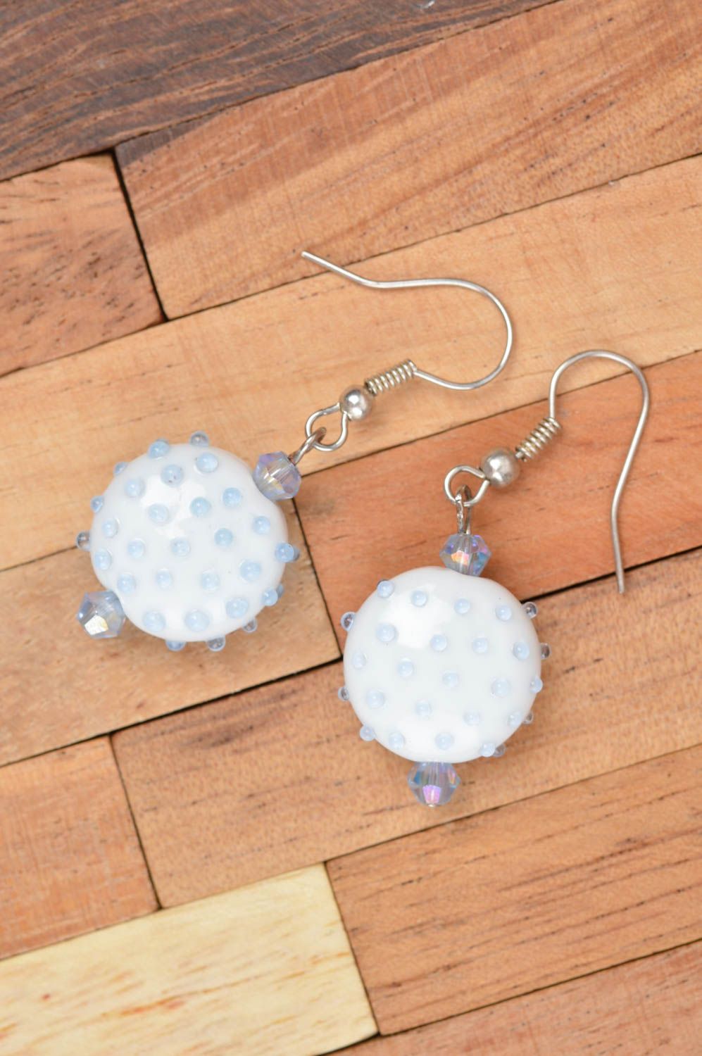 Lampwork jewelry handmade glass earrings long earring with charms glass jewelry photo 3