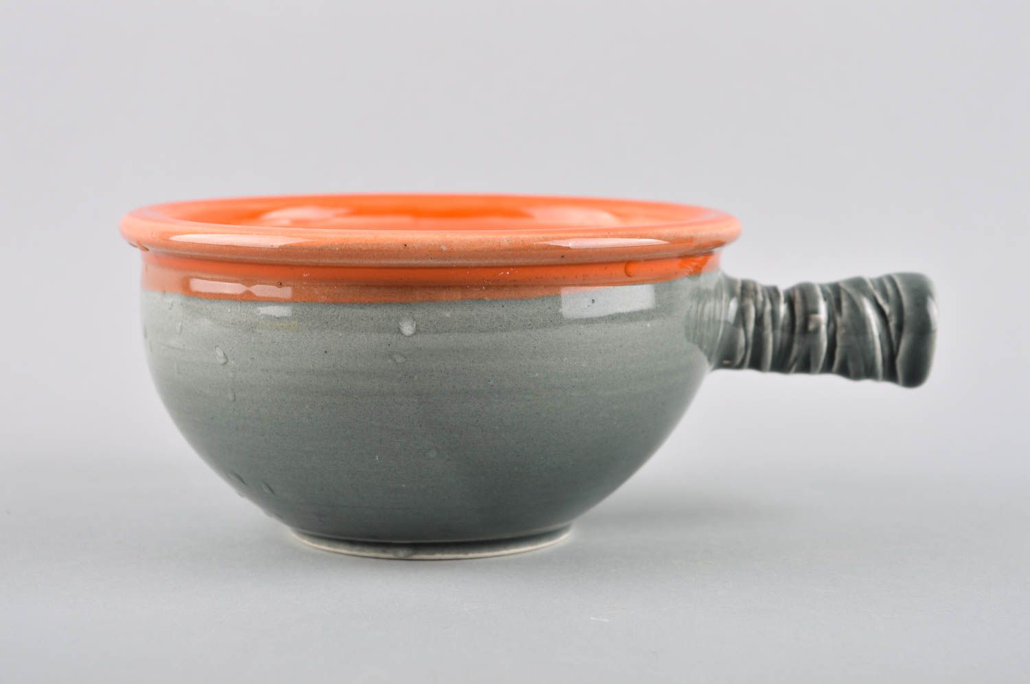 Handmade Küchen Geschirr Schüssel aus Ton Schüssel Keramik in Grau und Orange foto 3
