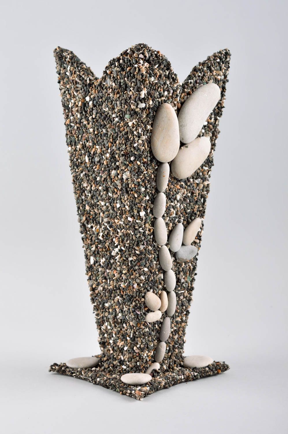 Vase design de créateur fait main Déco maison carton galets Cadeau pour femme photo 3