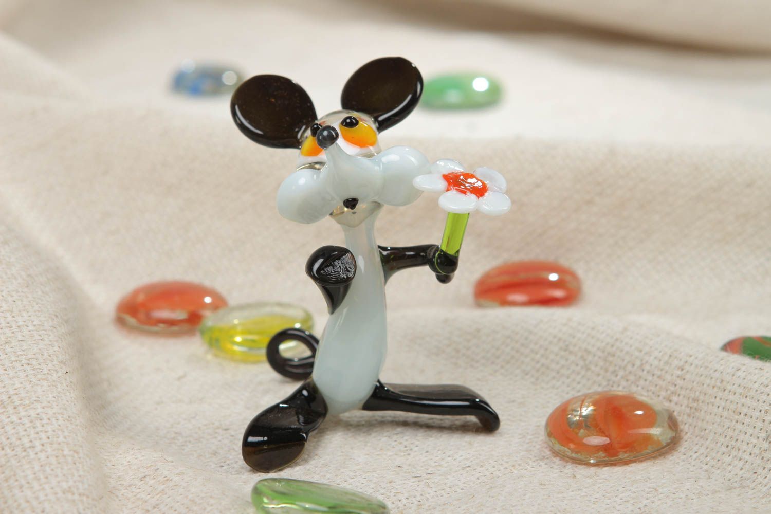 Lampwork glass figurine of mouse photo 5