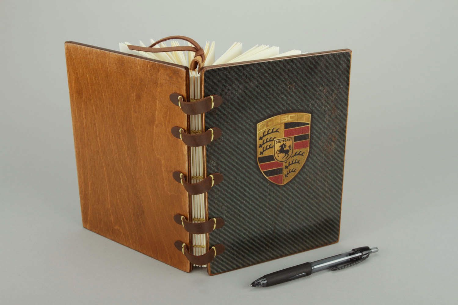 Notebook with wood and leather photo 3