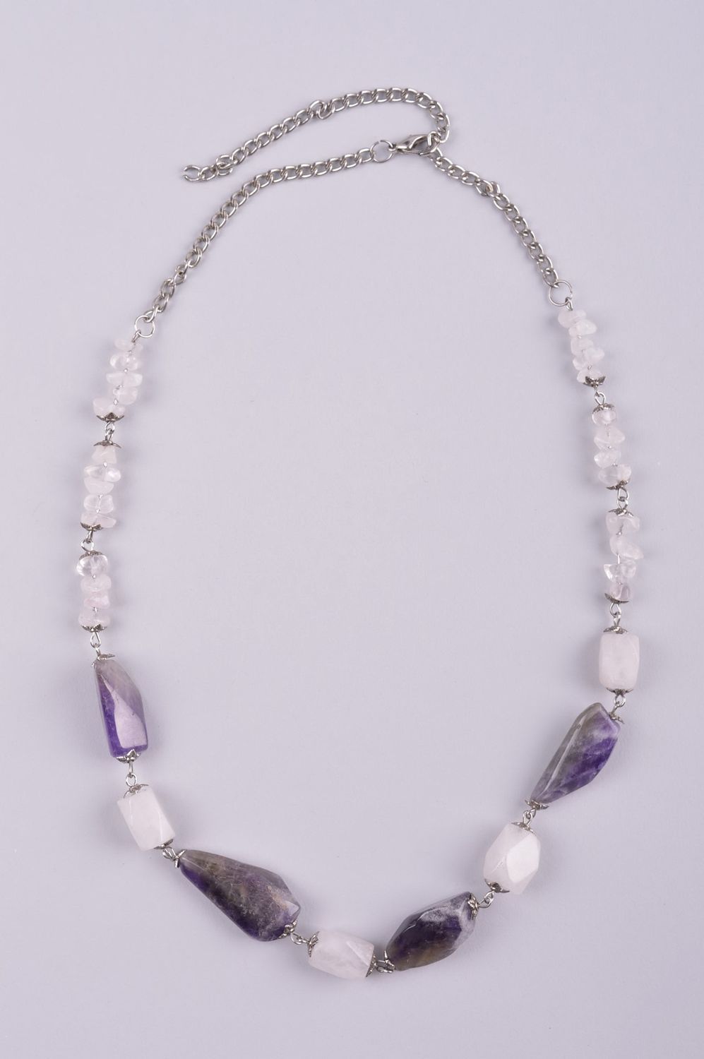 Collier en pierres naturelles Bijou fait main améthyste quartz Accessoire femme photo 2