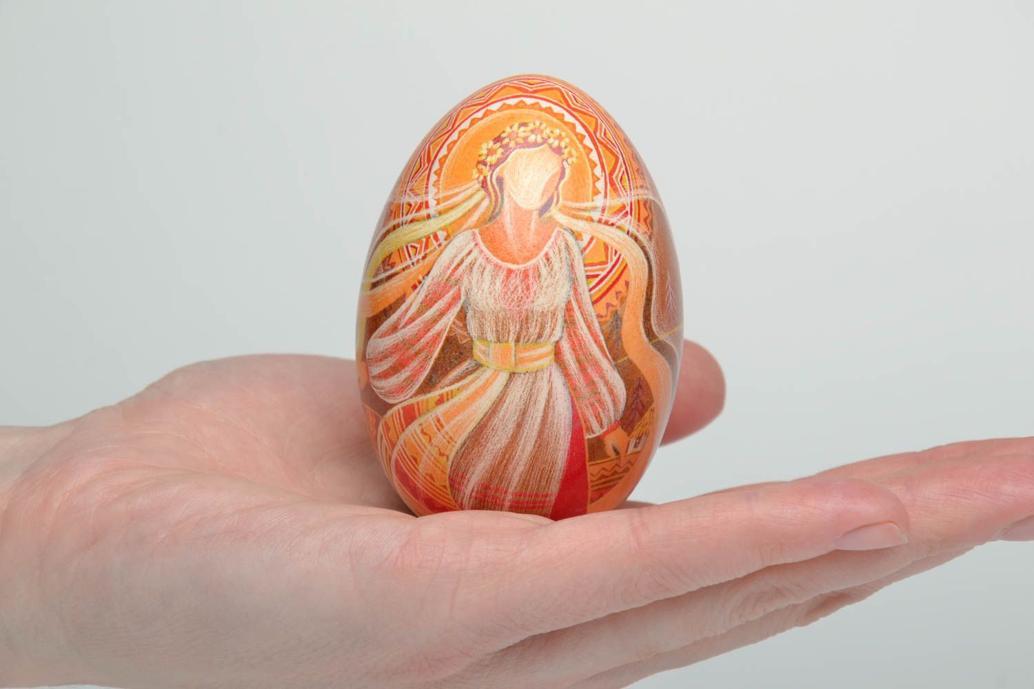 Painted Easter egg decorated with carving photo 5