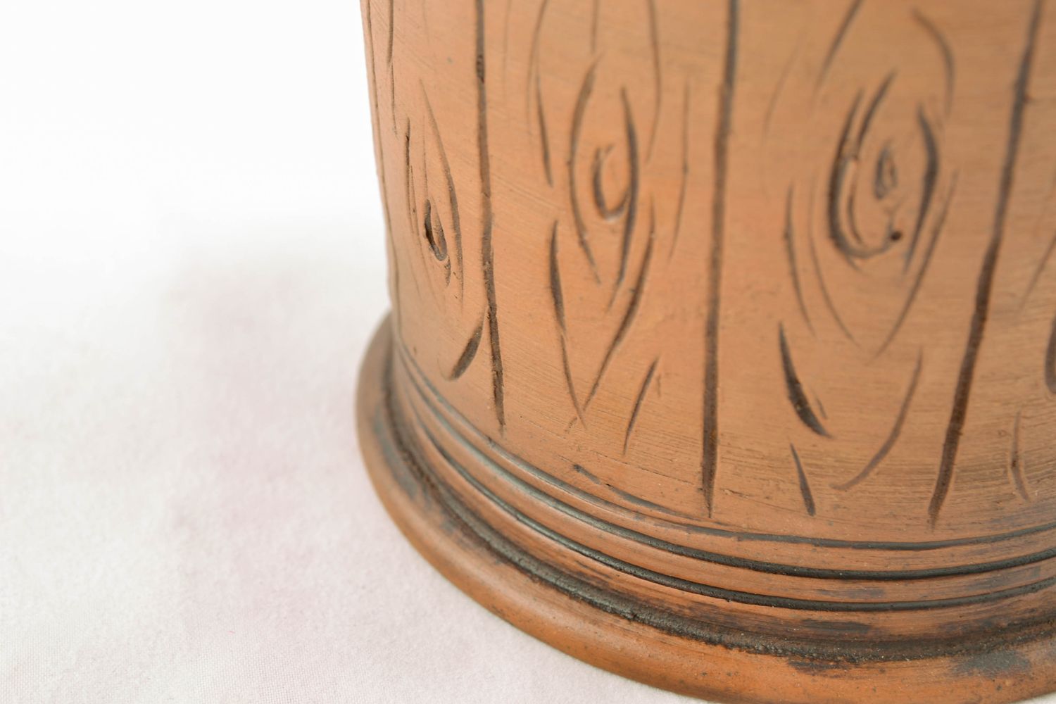 XXL 25 oz clay glazed cup with handle and pattern in a wooden style photo 5