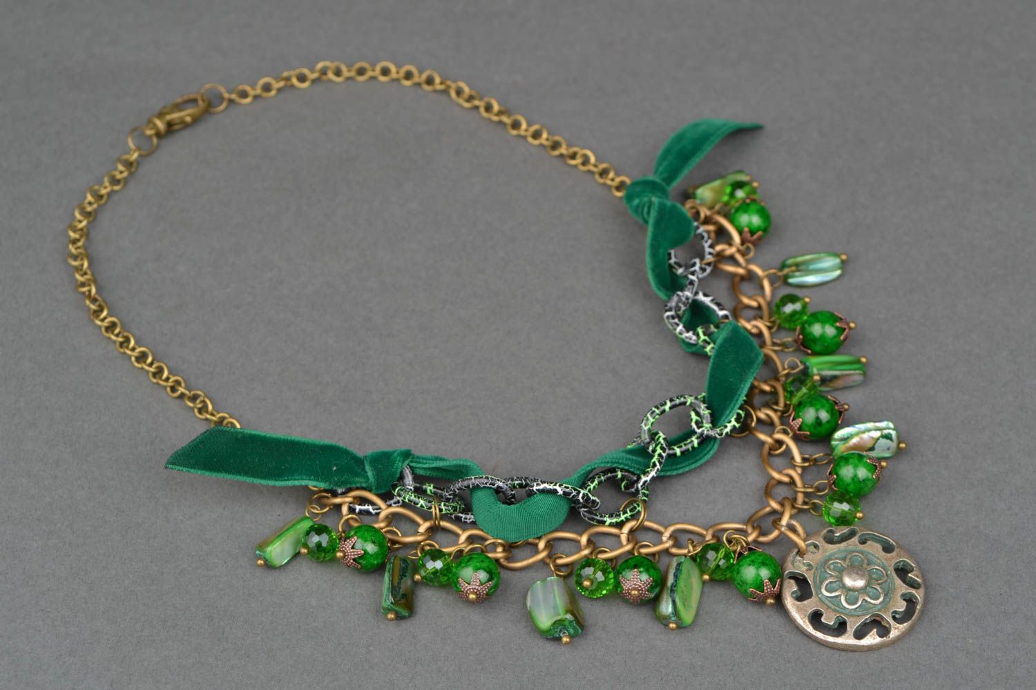 Handmade glass bead necklace Vintage photo 4