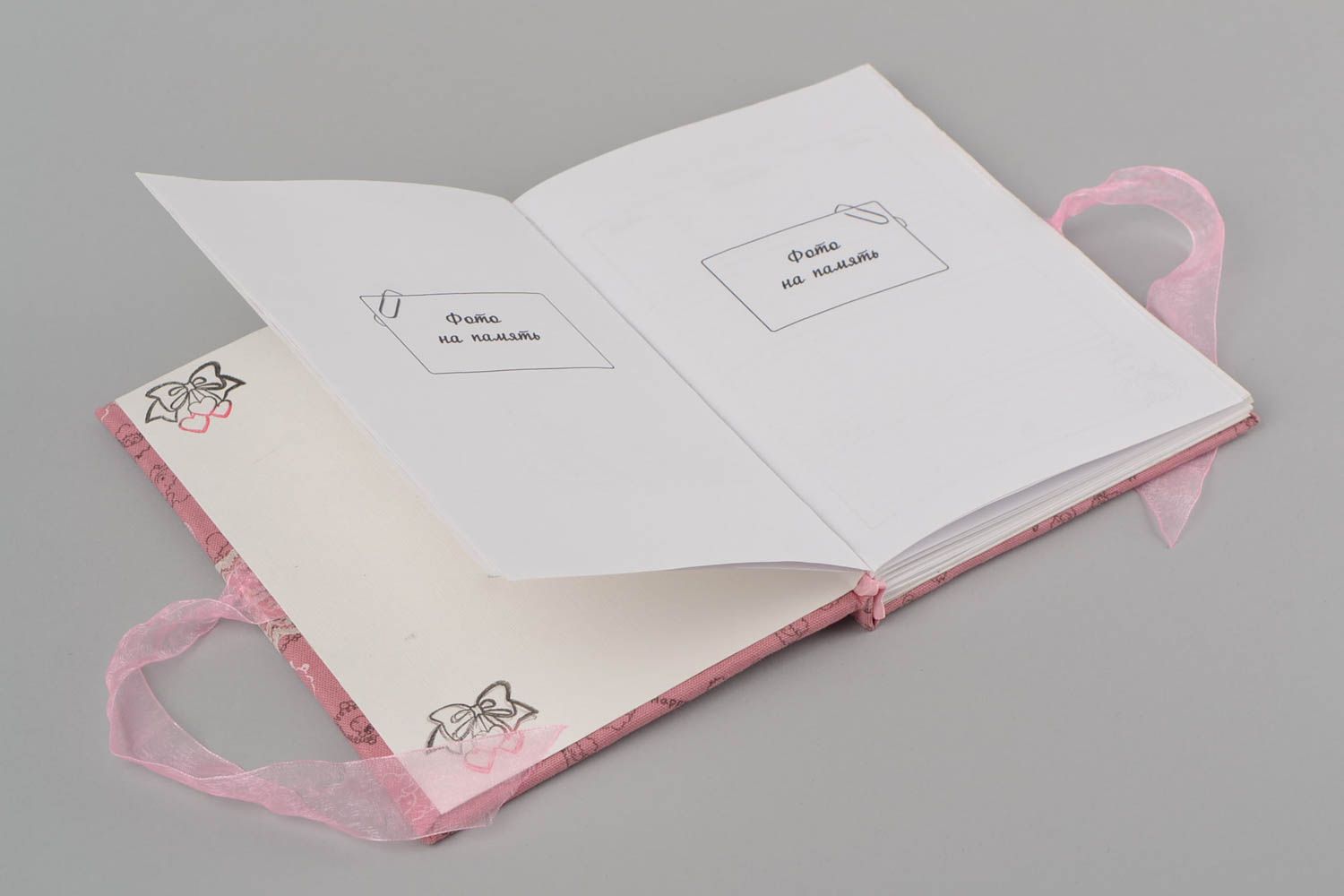 Schönes rosa Scrapbooking Baby Tagebuch handmade mit Stoffeinband für Mädchen foto 4