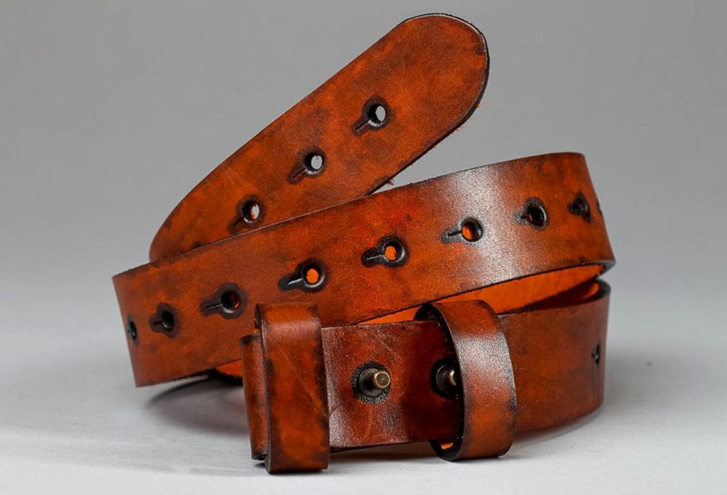 Brown leather belt photo 4