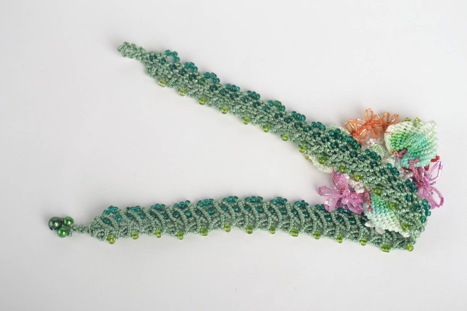 Handmade Makramee Halskette Schmuck Collier handgemachter Schmuck mit Blumen foto 3