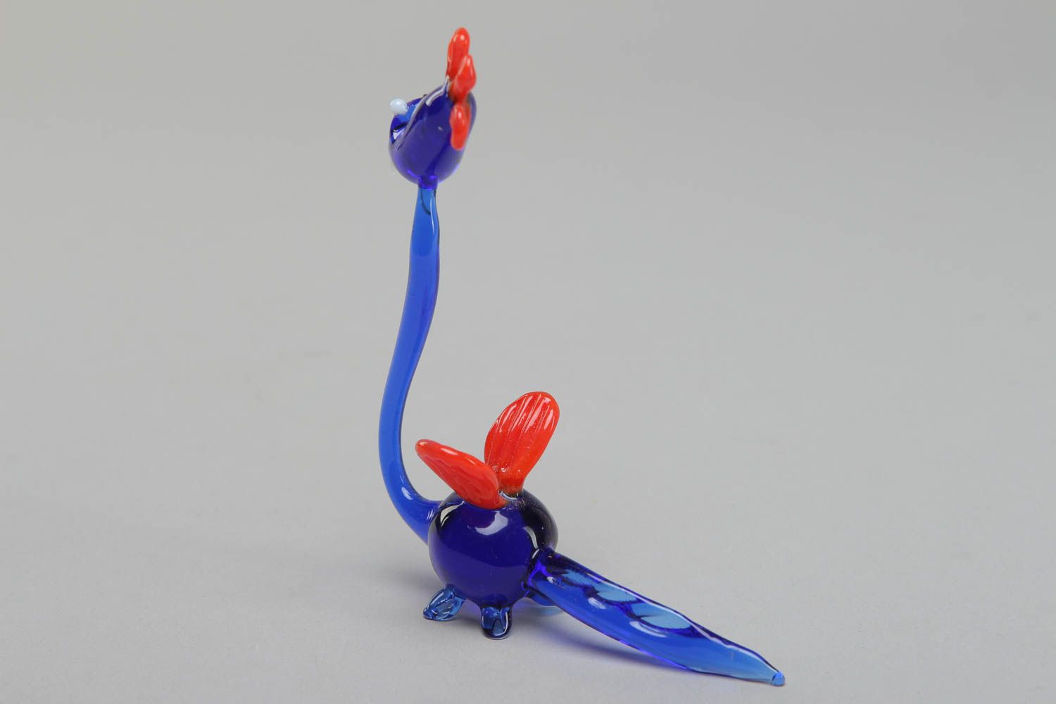 Petite figurine en verre au chalumeau décorative bleue dragon faite main  photo 3