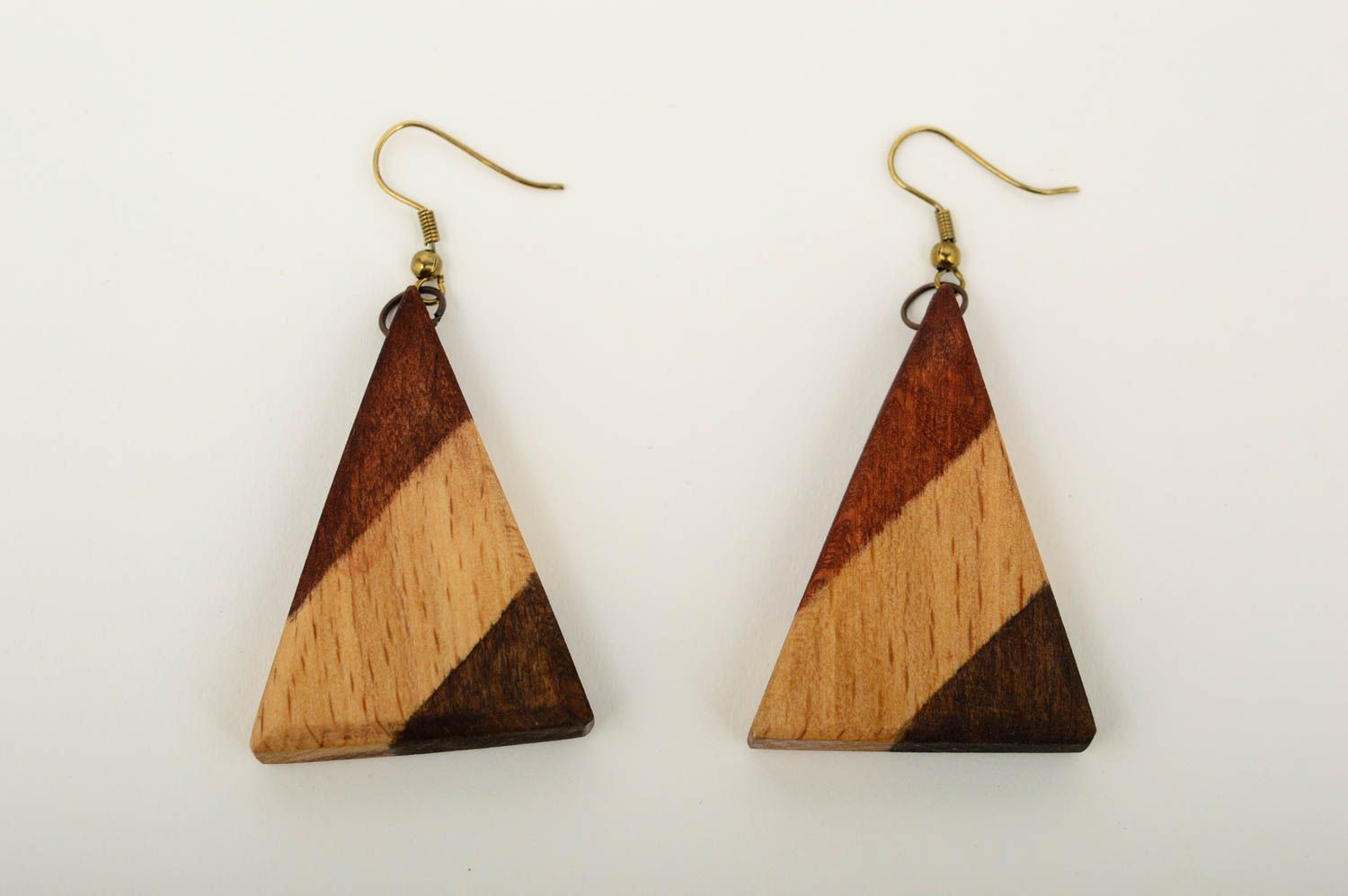 Украшение ручной работы деревянное украшение модные серьги из дерева полосатые фото 3