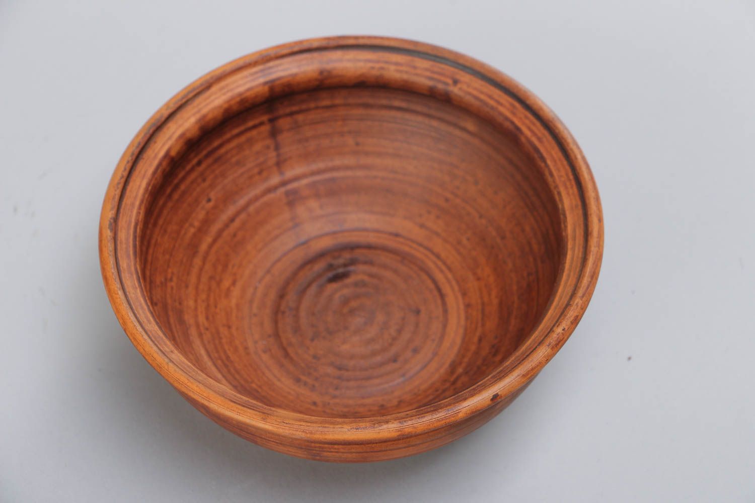 Homemade deep ceramic bowl kilned with the use of milk of brown color 400 ml photo 3