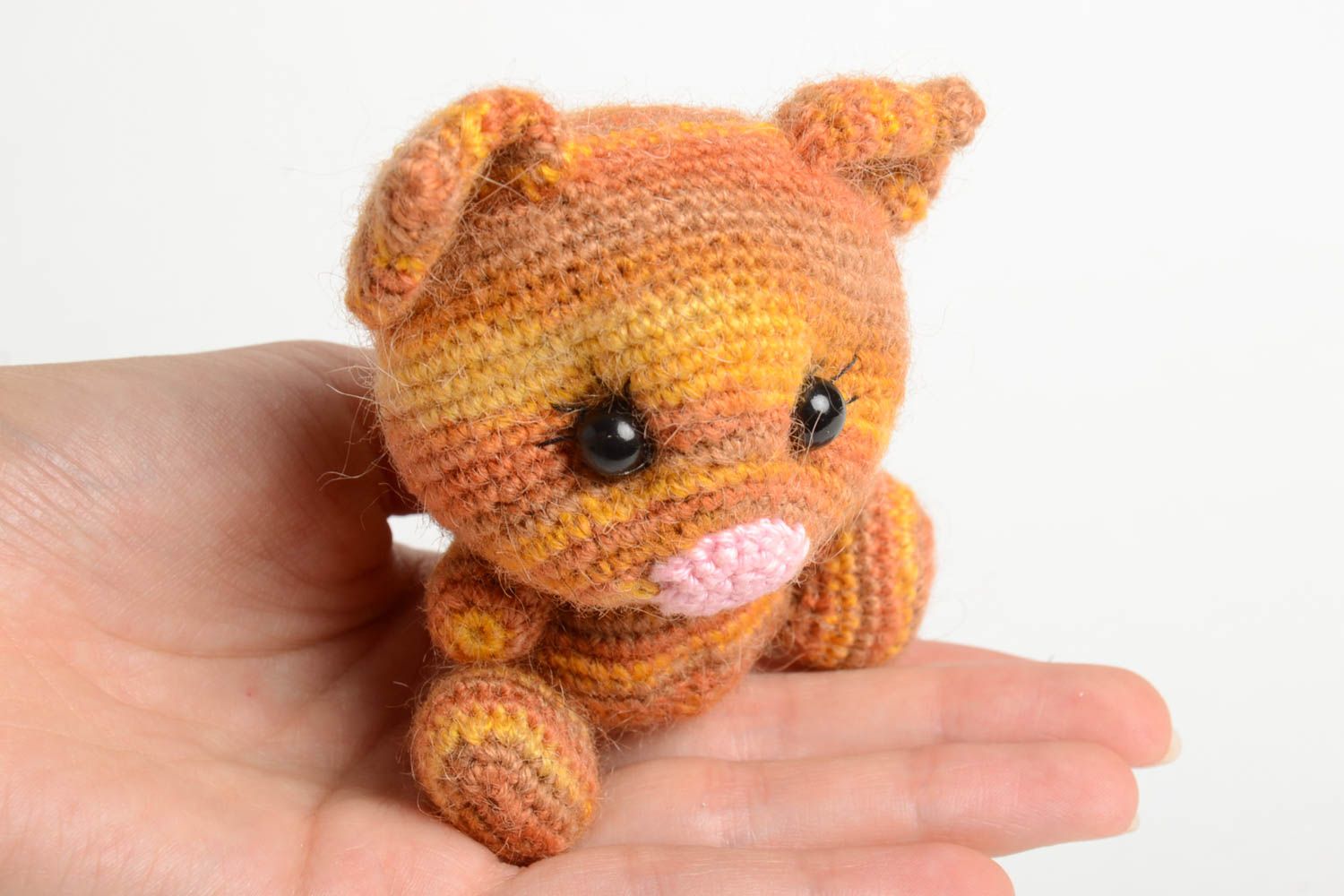 Handmade crocheted soft toy unusual textile toy cat cute present for kid photo 5