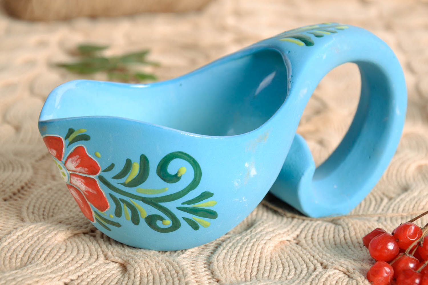 Blaue Keramik Soßenschüssel foto 1