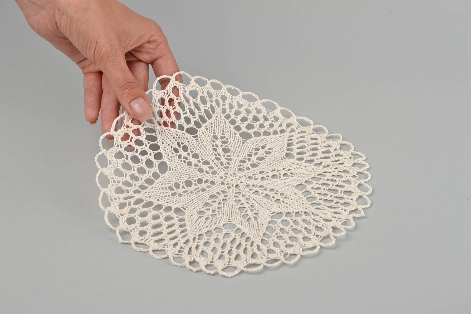 Handmade decorative knitted napkin cotton designer tablecloth for interior photo 2