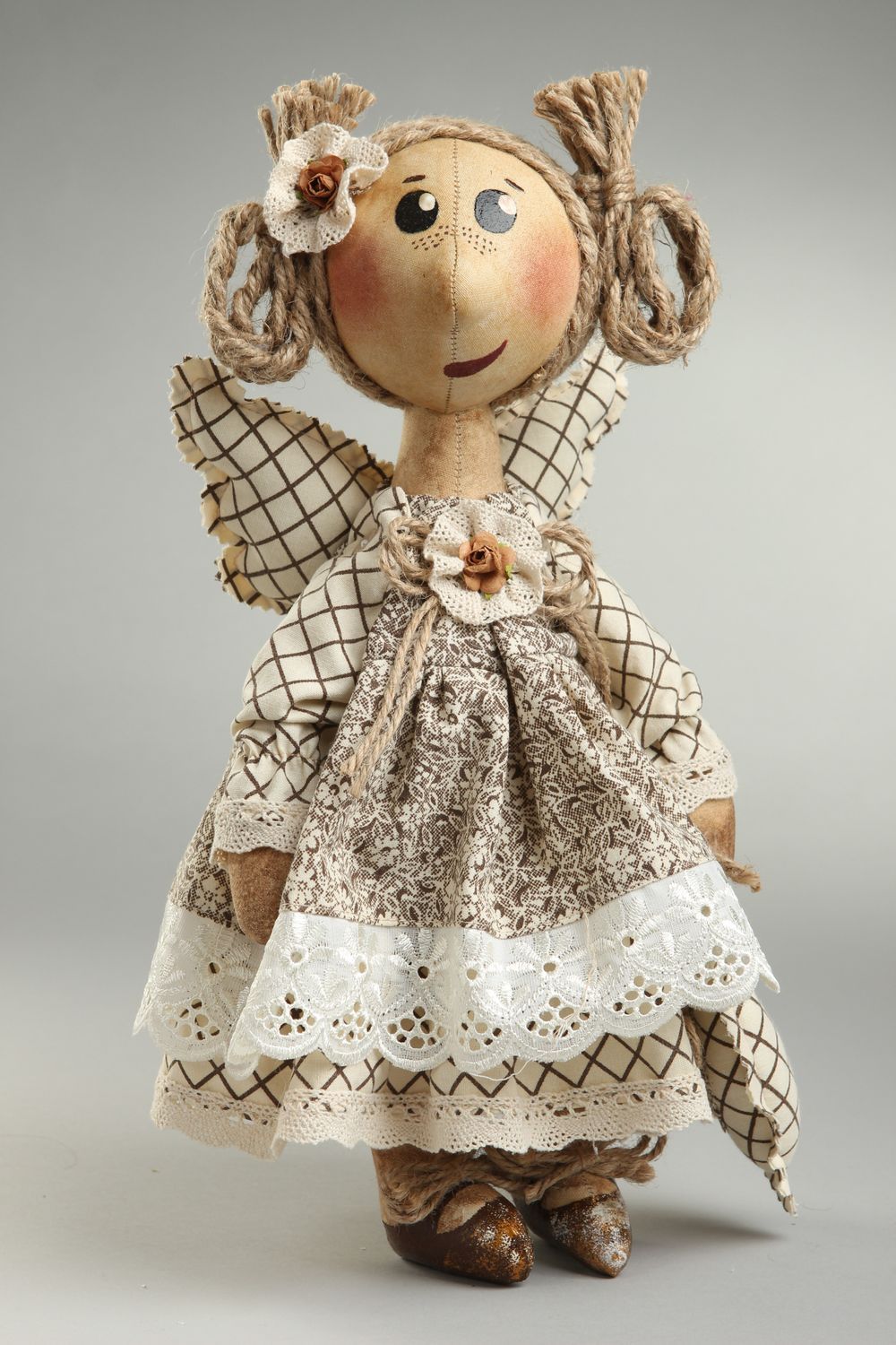Muñeca artesanal de algodón y pana decoración de interior juguete decorativo foto 1