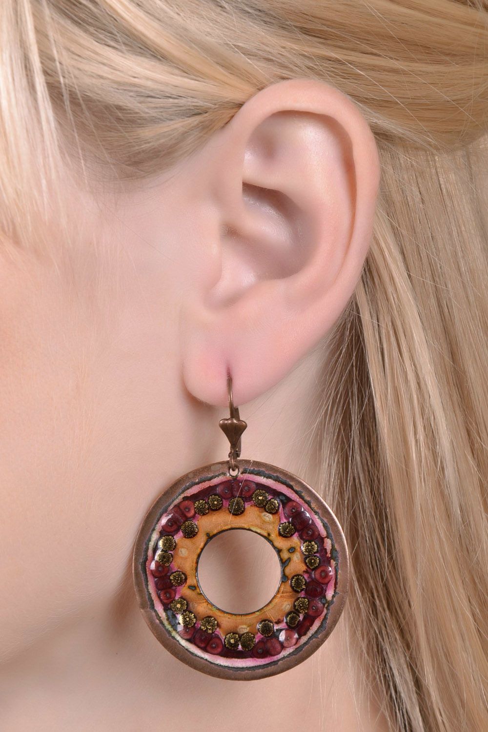 Runde Ohrringe aus Kupfer Samsara Rad   foto 4