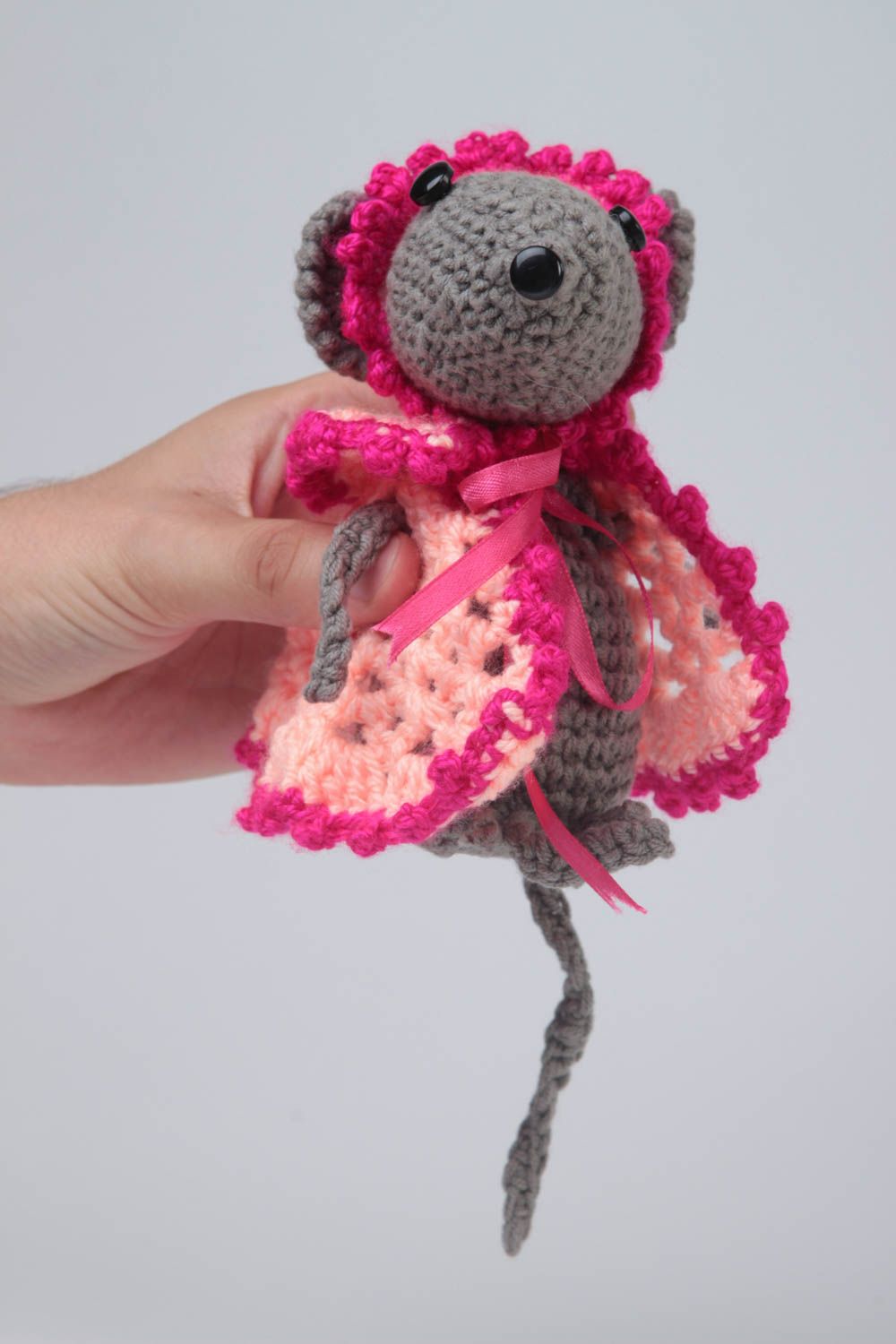 Jouet enfant fait main Peluche tricotée au crochet Cadeau original souris photo 5