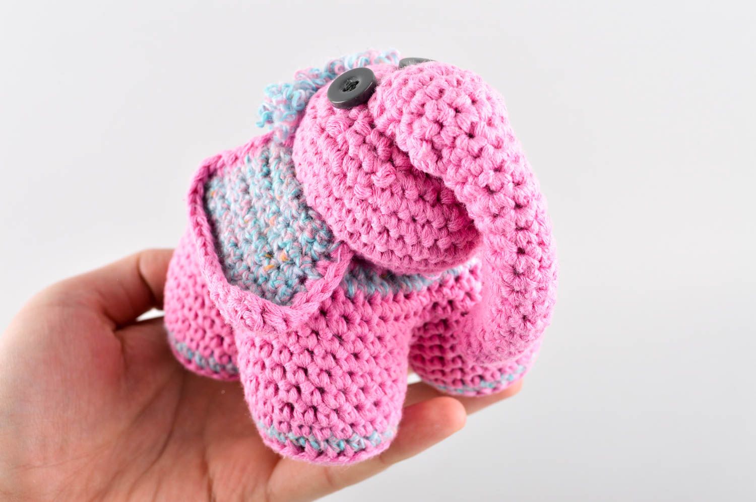 Игрушка ручной работы розовая игрушка для девочек вязаная слон мягкая игрушка фото 5