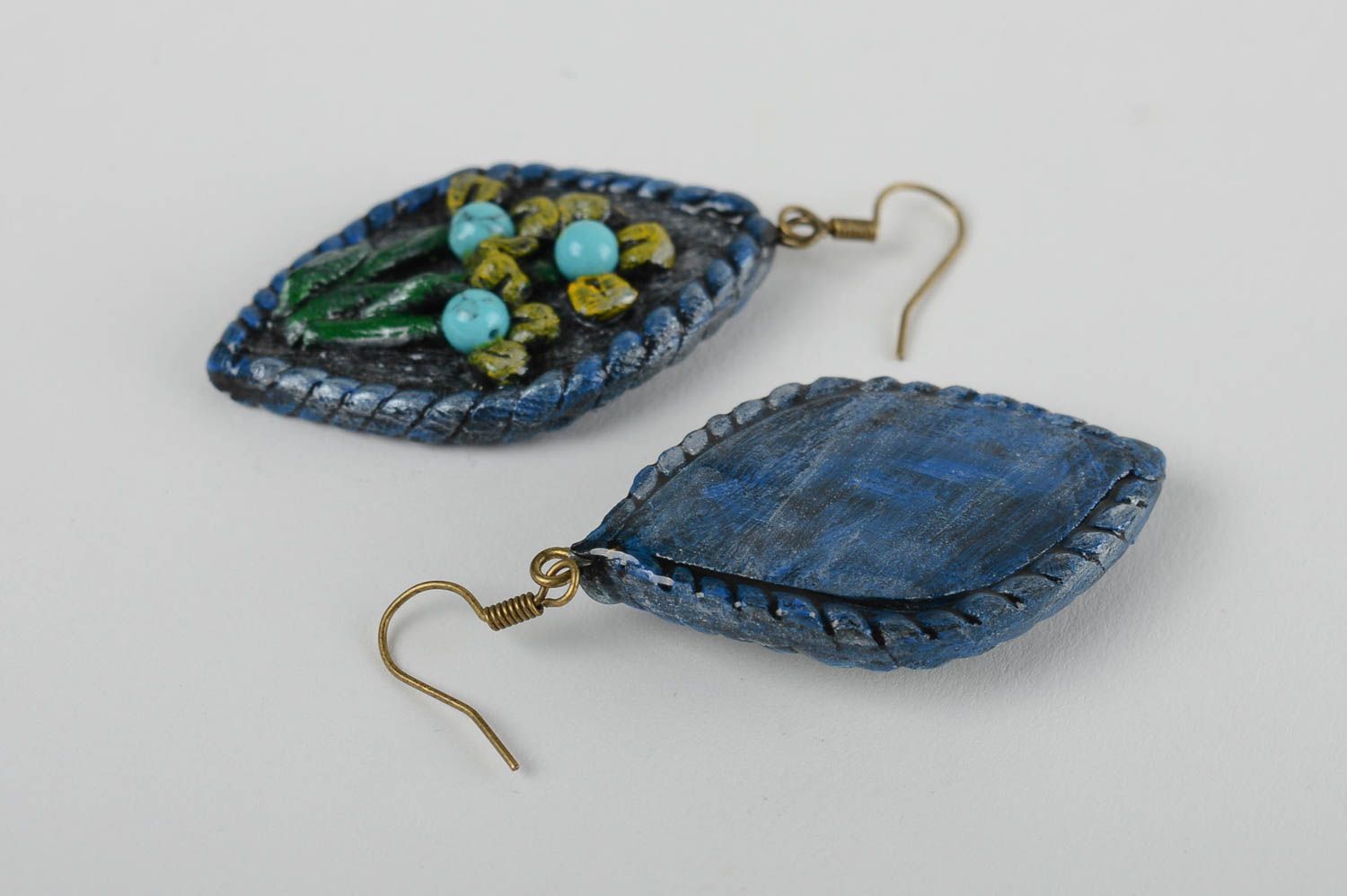 Handmade designer earrings jewelry with natural stone unusual earrings photo 4