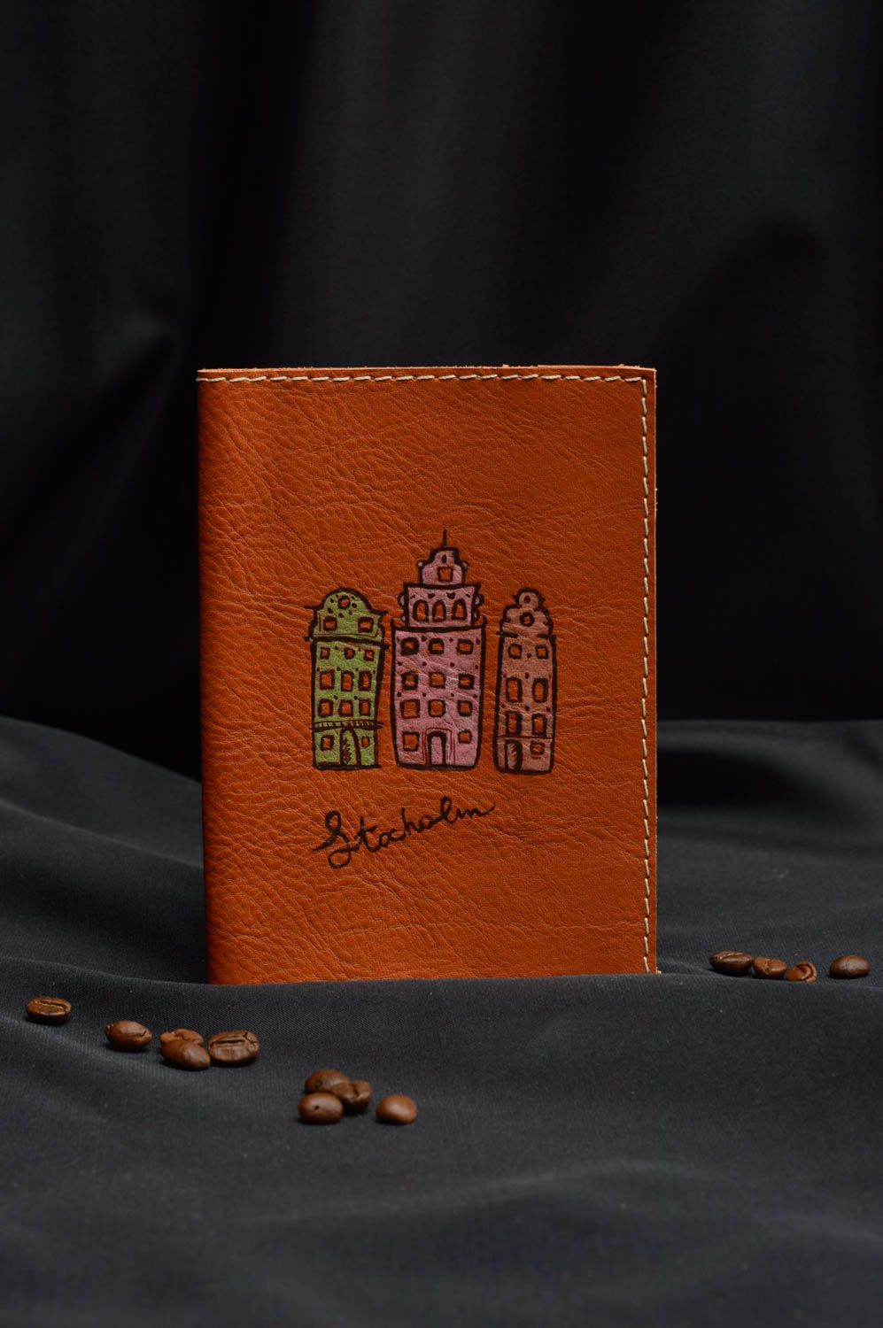 Handmade leather passport cover brown accessories for documents document cover photo 1