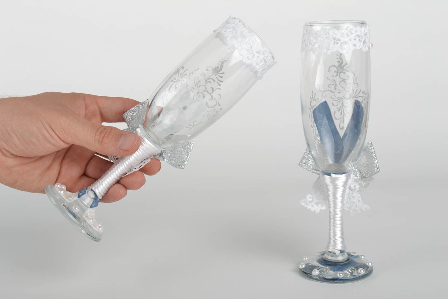 Flûtes à champagne faites main Vaisselle en verre 17 cl 2 pcs Cadeau mariage photo 5