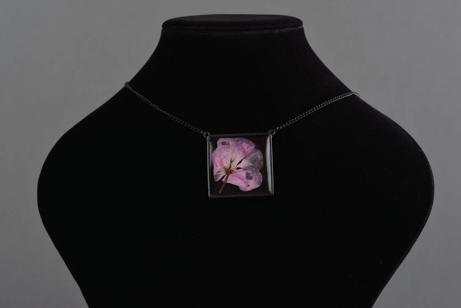 Charm necklace handmade jewelry flower necklace epoxy resin real flower jewelry photo 2