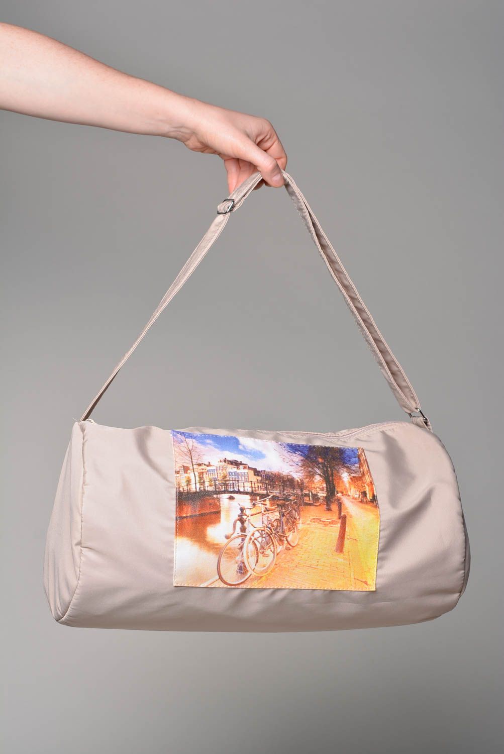 Borsa in tessuto fatta a mano accessorio da donna borsa originale con stampa foto 4