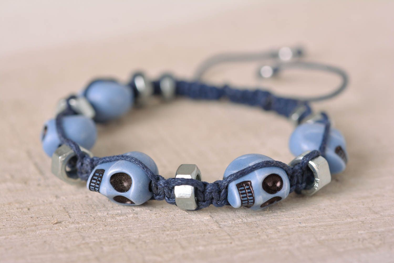 Красивый браслет ручной работы браслет текстильный синий женский браслет фото 2