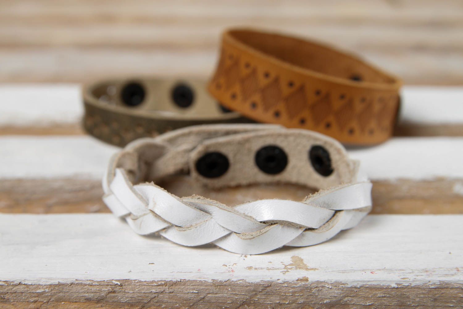 leather bracelet braided round - dark brown - HagarTalmor.com