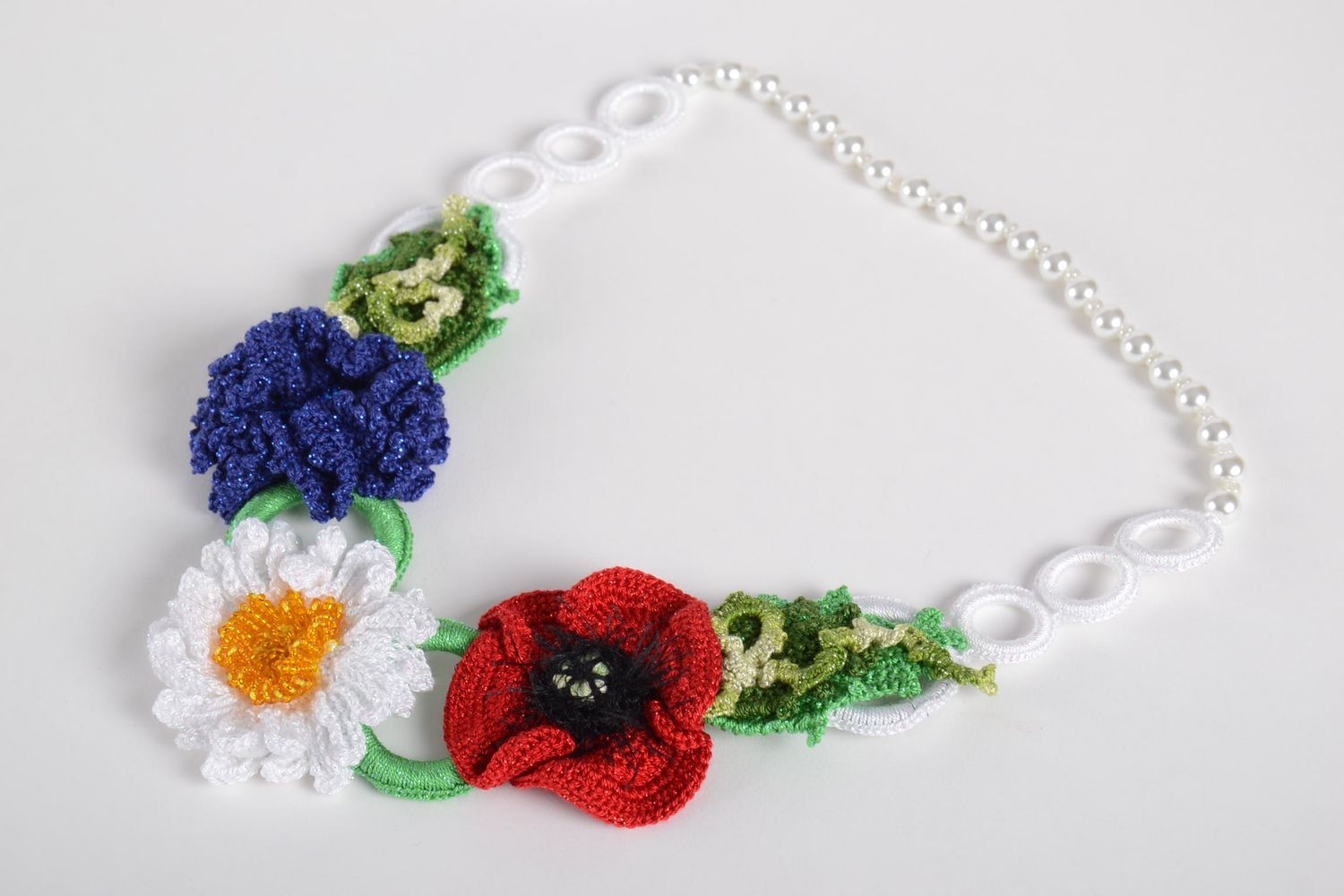 Beautiful handmade crochet necklace flower necklace design accessories for girls photo 7