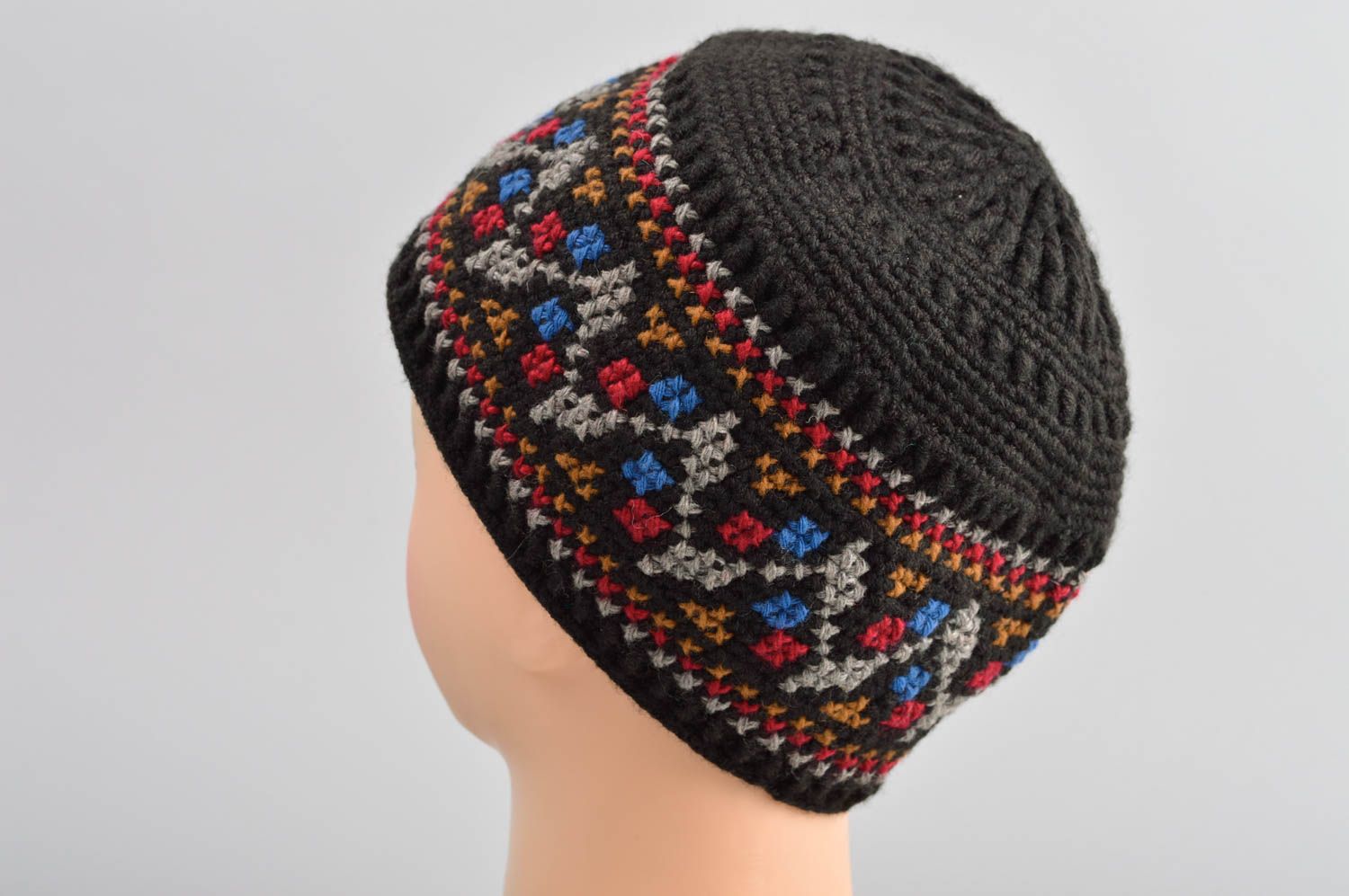 Crocheted hats handmade skullcap elegant accessories men hats warm winter hat photo 1