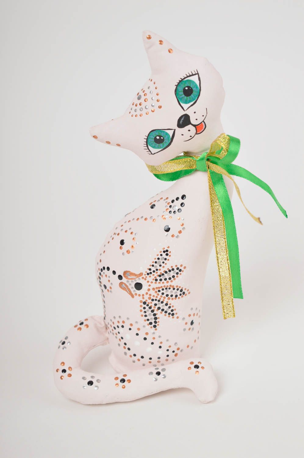 Игрушка кот с бантиком игрушк ручной работы интересный подарок симпатичный фото 2