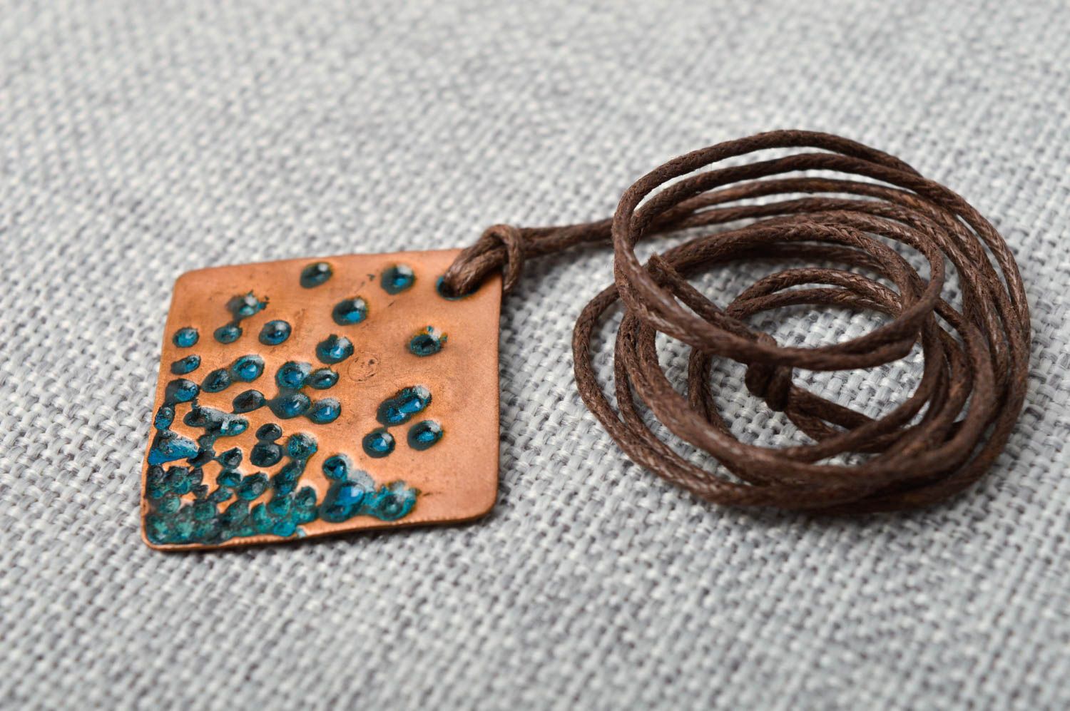Handmade female pendant unusual pendant with lace stylish copper jewelry photo 2